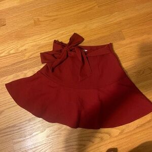 Zara Dark Red mini skirt adjustable bow bow (built in shorts)